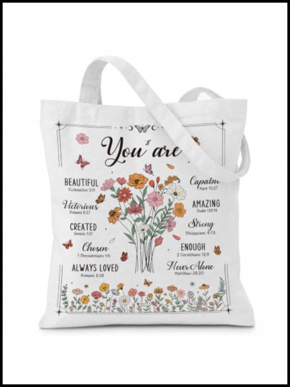 100% Cotton Tote Bag Reusable Faith Gift for Women Church Bible Study